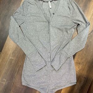 Moxeay Gray Snap-front Sexy Romper